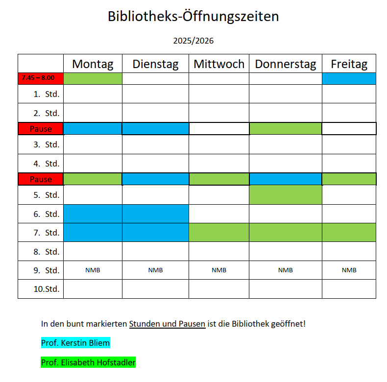 Bibliotheksöffnungszeiten